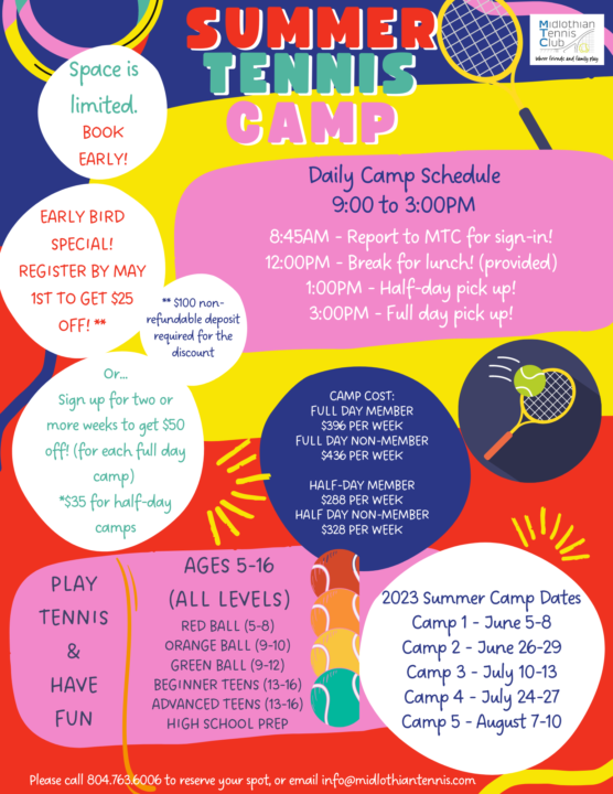 Summer Tennis Camp for Youth/Juniors